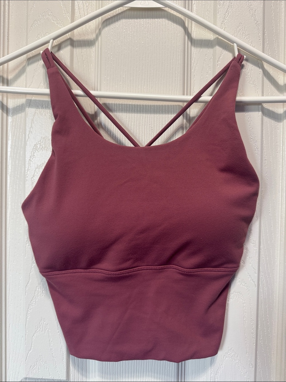 Cross-Back Crop Sports Bra — Mauve